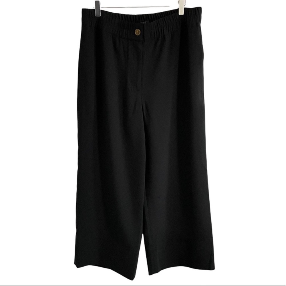 NEW J.Crew Pull On Crop Pants 365 Crepe Black Elastic Waist Size 12